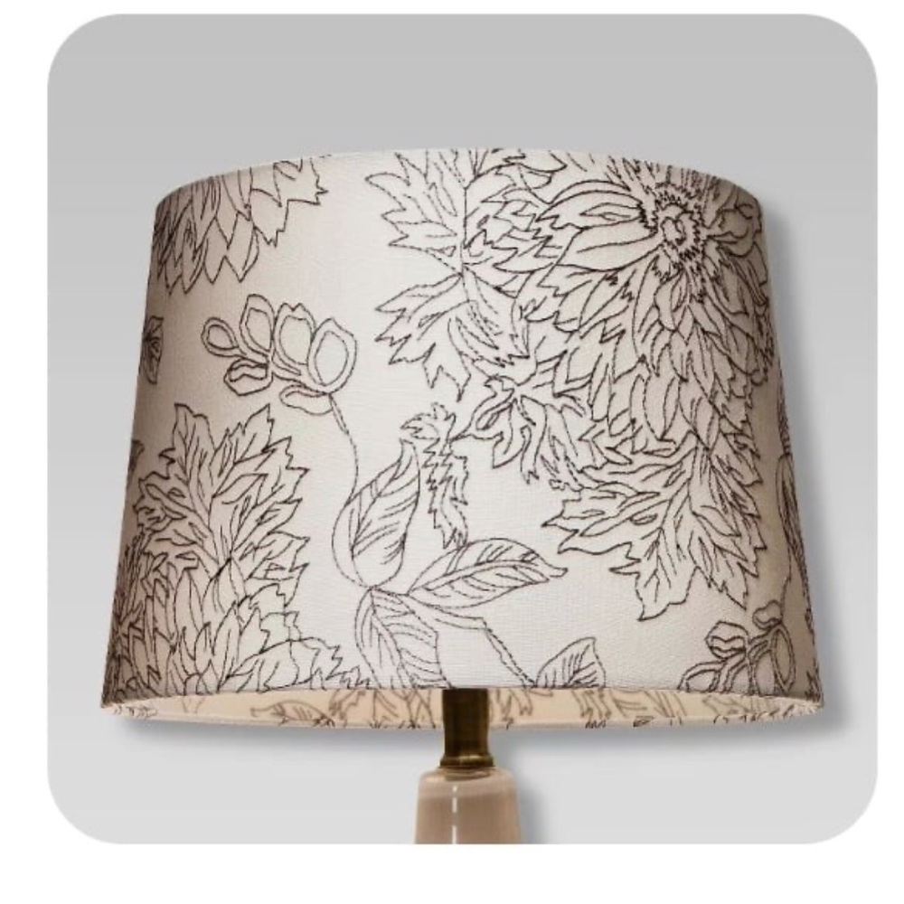 Toile Stitch Lamp Shade x2 shells Linen Drum Slip Uno Fitter 7" H x 8" W x 10" W - Picture 4 of 6